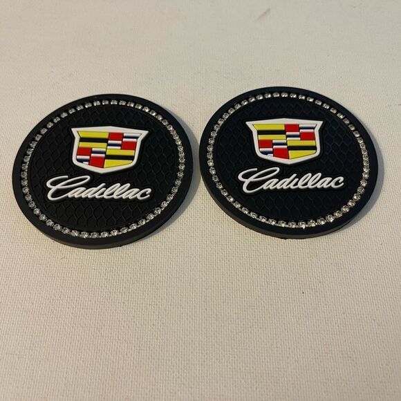 Cadillac Car Cup Holder Coasters with bling set of 2 NWT - Picture 1 of 4